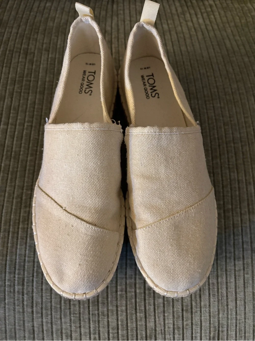 Tom’s Canvas Espadrille Slip-On Women's Shoe - Beige Sz: 10